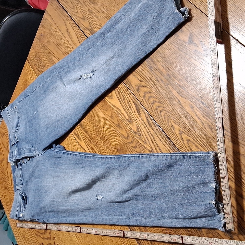 7 FOR ALL MANKIND Womens Jeans Denim 30 BLUE Josefina BUTTON FLY Used Ripped